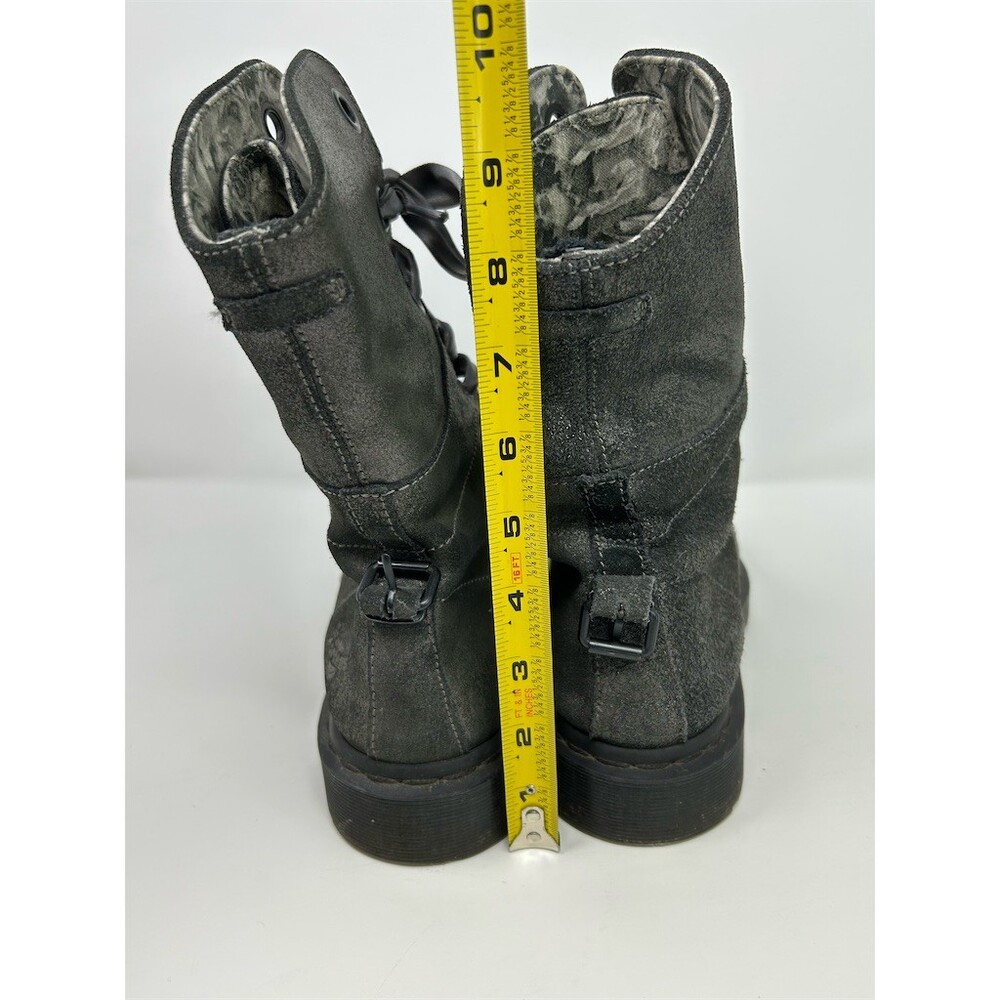 Dr. Martens Aimilie Womens Mid-Calf Lace-Up Combat Boots Metallic Gray Size 9 - Picture 7 of 13